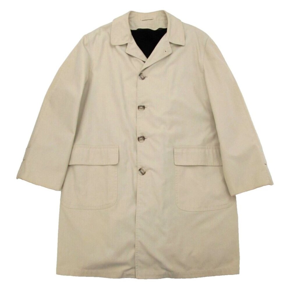 Vintage Great Dane Trench Coat Men's Sz 48R Khaki Removable Liner Button Up